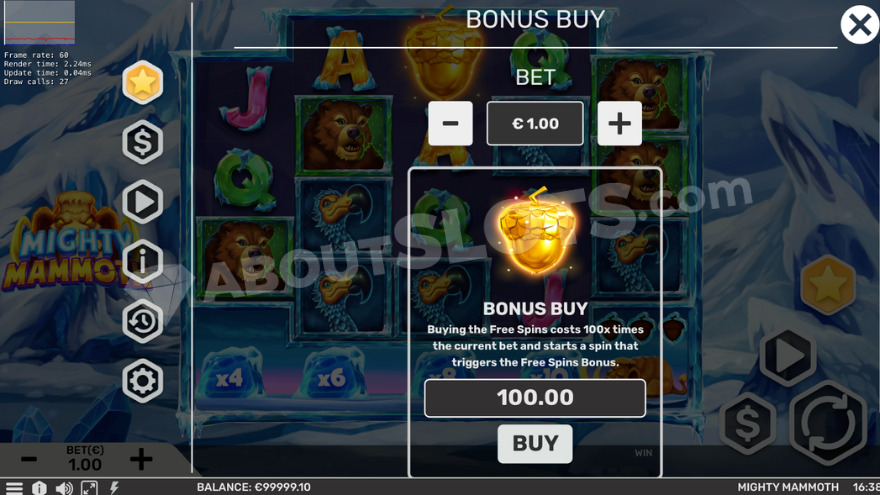 Bonus buy feature showing purchase option