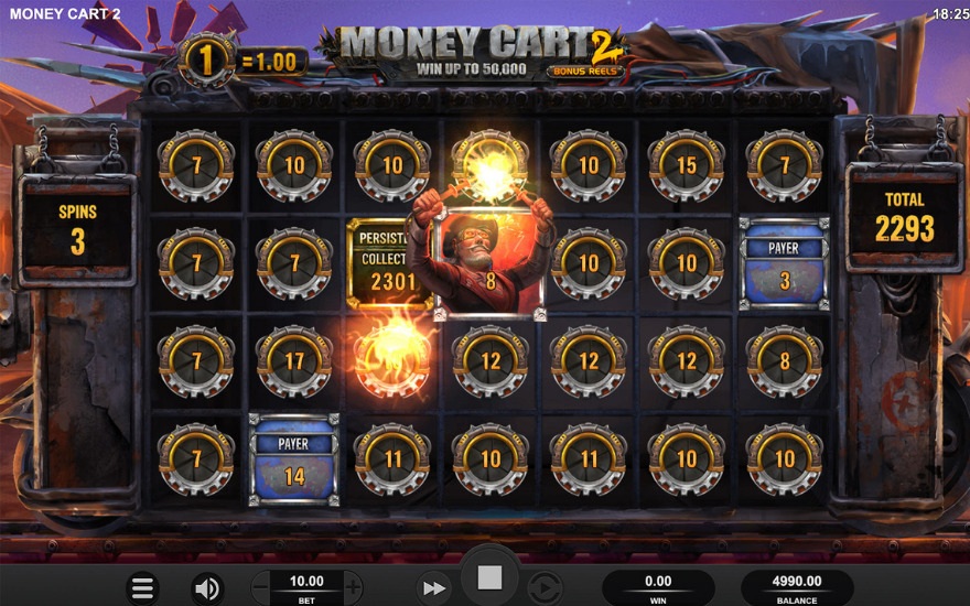 Money Cart 2 slot gameplay showing special symbols and features
