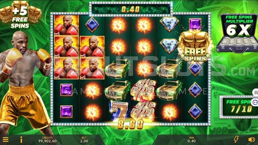 Money Mayweather slot free spins feature with multipliers
