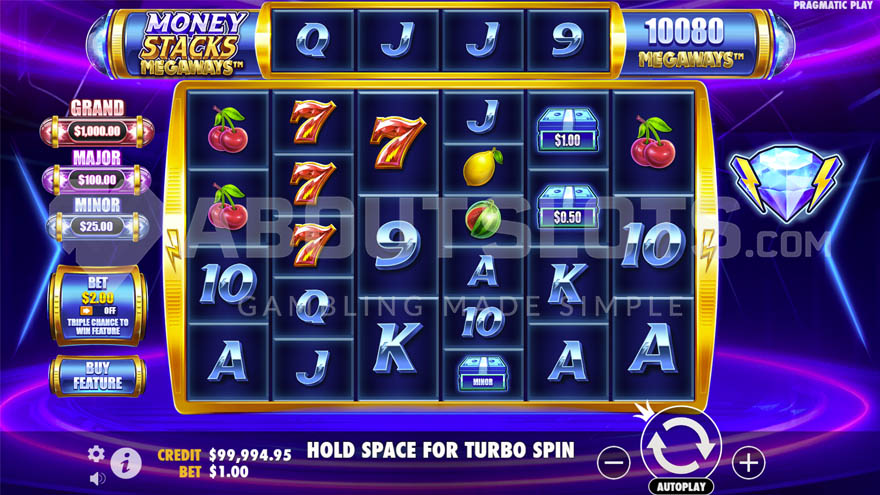 Base game with a mix of regular and special symbols on the reels