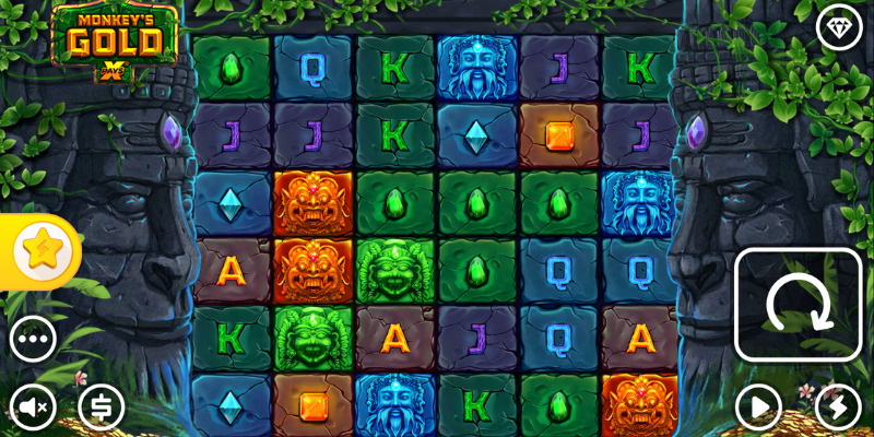 Monkey's Gold xPays slot gameplay showing jungle theme and game features
