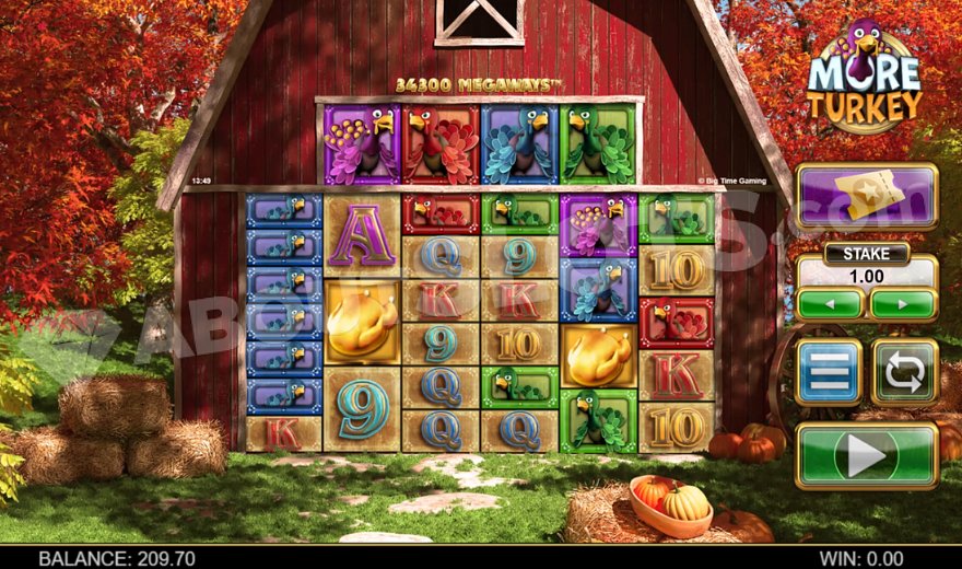 Game slot with 6 reels on a barn wall in rural setting