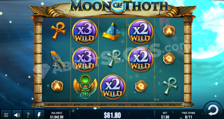 Bonus game with free spins and 5 wandering wild multipliers.