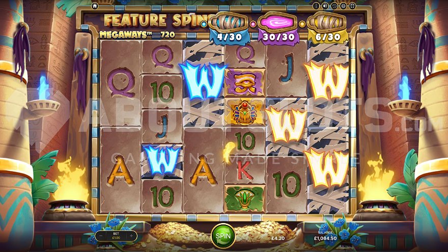 Wild symbols in Mummy Megaways slot showing different colored wild features