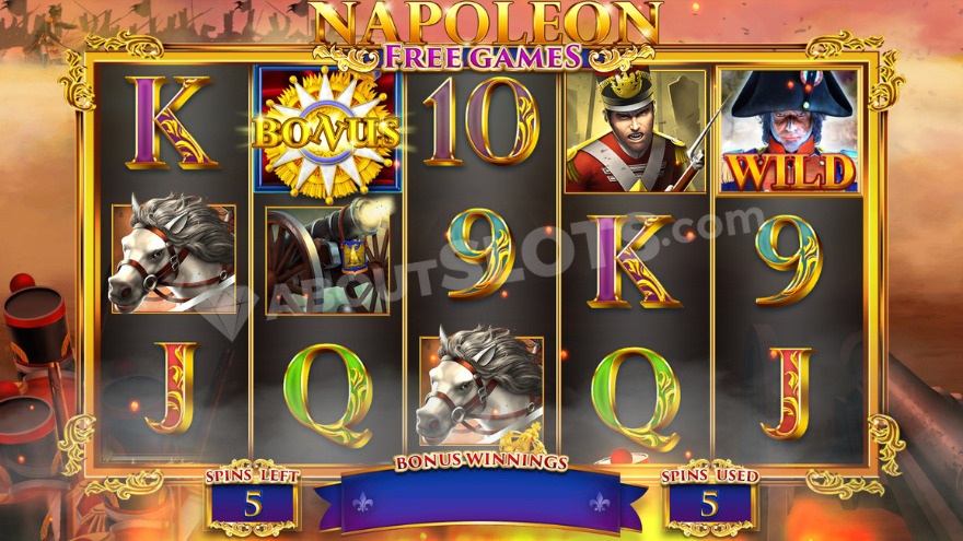 Bonus game featuring wild symbol on the fifth reel.