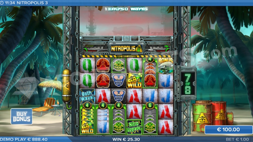 Nitropolis 3 slot showing special Nitro features activation