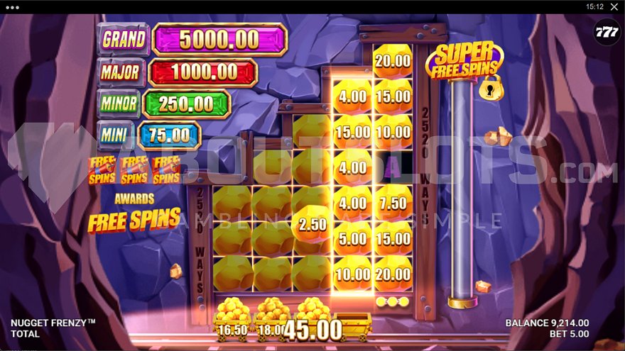 9x win with Money Symbols on the sixth reel