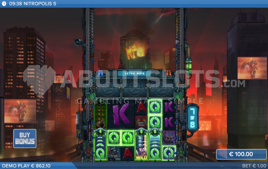 Bonus game feature with current 32,768 ways to win.
