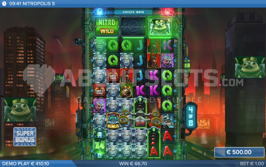 Super bonus game with nitro joker symbol in the nitro booster.