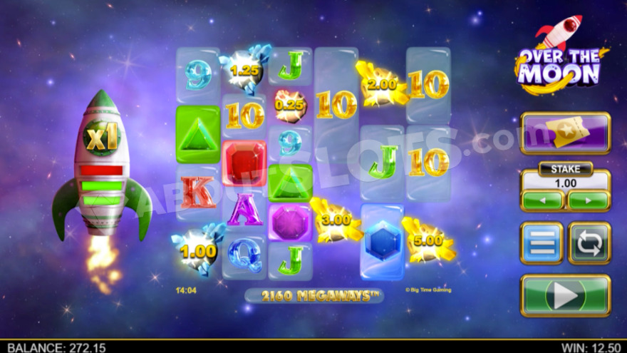 Base game with 1X rocket multiplier on the left side.