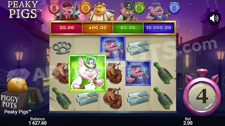 Peaky Pigs slot wild symbol feature with multipliers