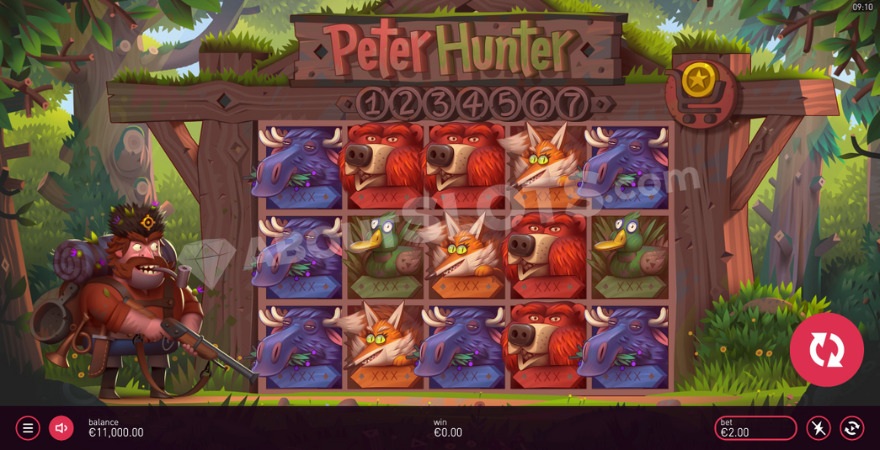 Base game with Peter standing on the left side of the reels.