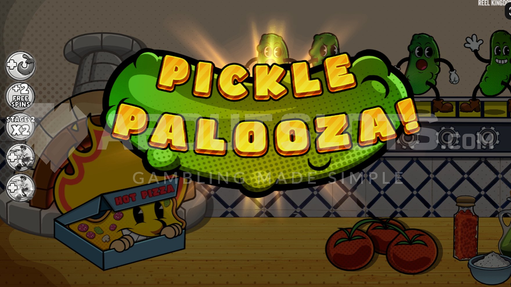 Entry screen when free spins are activated showing pizza-themed elements