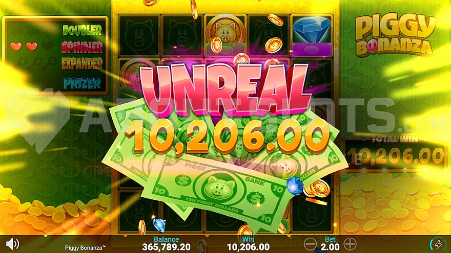 Huge win in Piggy Bonanza slot showing more than 5000x stake win