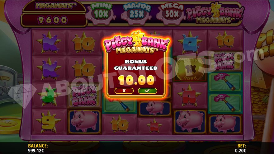 Piggy Bank Megaways bonus buy feature interface
