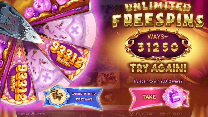 PiggyPop slot feature activation screen with multipliers