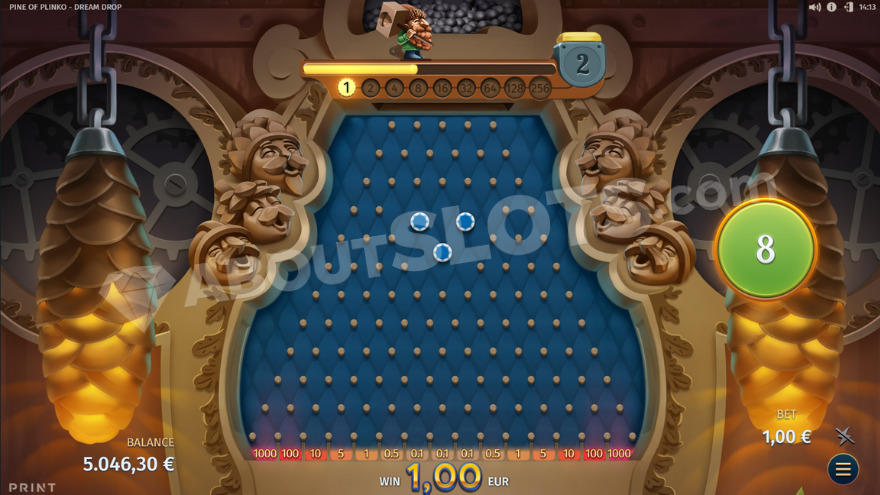 Start of the Plinko bonus game feature