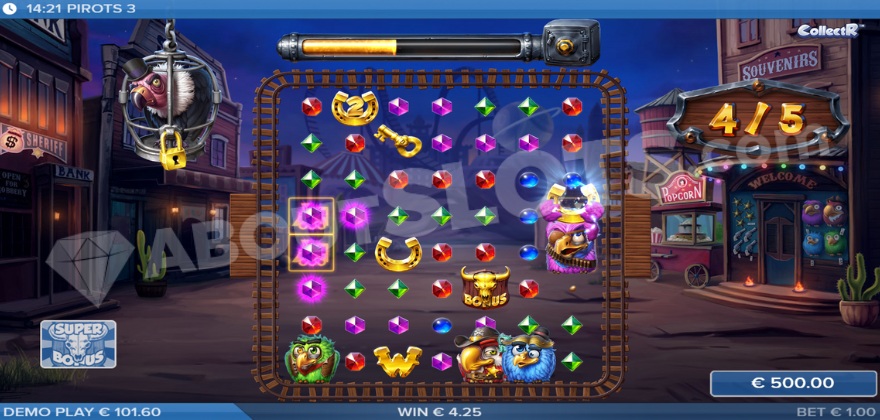 Super Free Spins feature with upgraded gems and expanded grid
