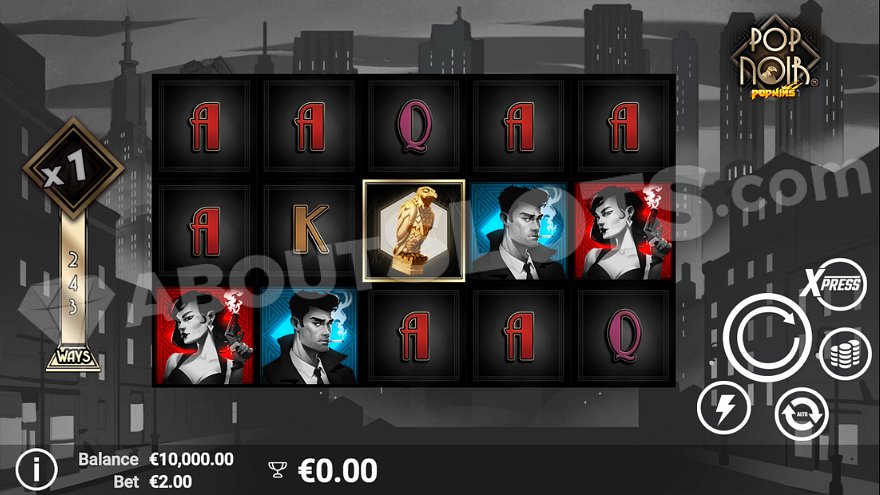 PopNoir slot game with black and white backdrop