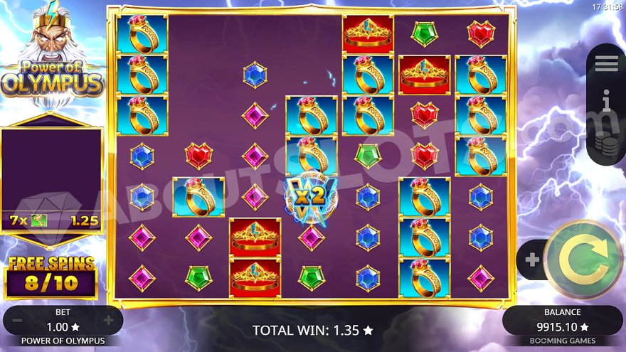 Cascading wins during free spins with multiplier indicators