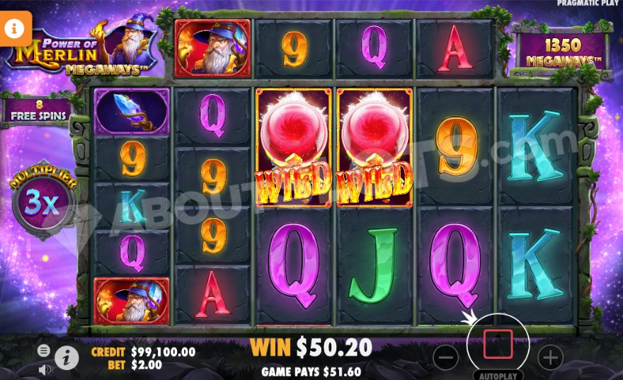Bonus game with free spins creating two wild symbols