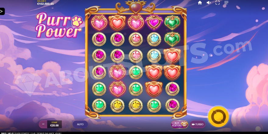 Main game screenshot of Purr Power slot