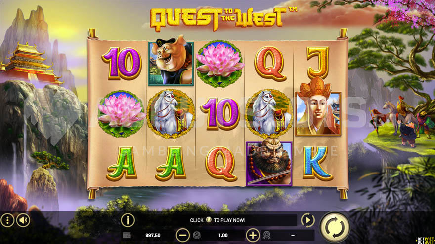 Base game view with a 5x3 grid and a combination of low and high-paying symbols on the reels