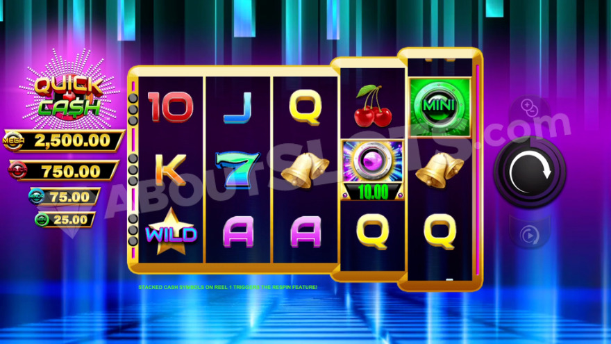 Quick Cash slot main screen with dance floor background