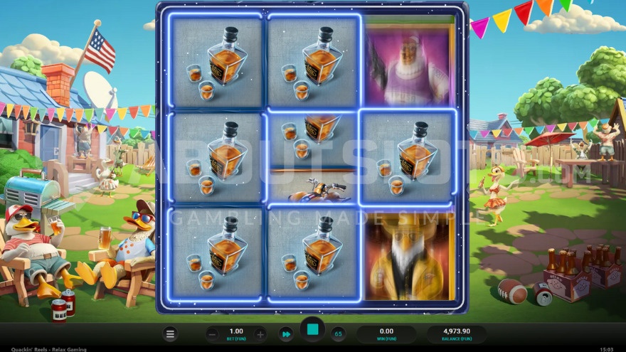 Stack respins feature with seven whiskey symbols visible on the reels.