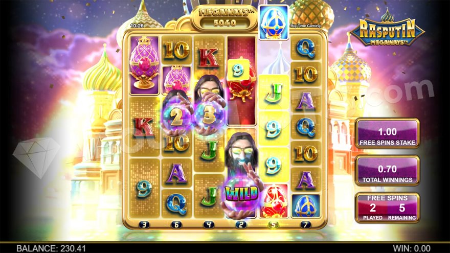Rasputin Megaways wild symbols and bonus features demonstration