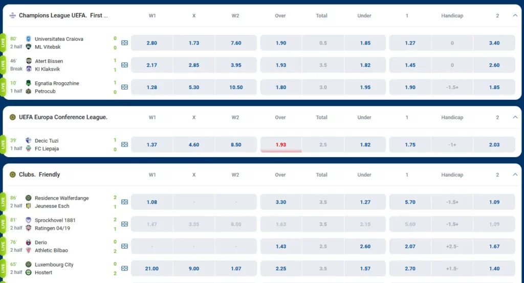 Live Betting at Mostbet